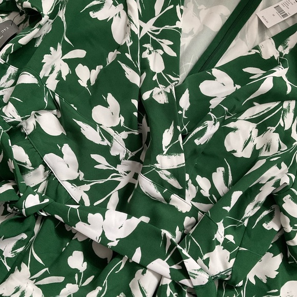 NWT Lane Bryant Green and White Leaf Print Wide Leg Romper - Picture 6 of 6